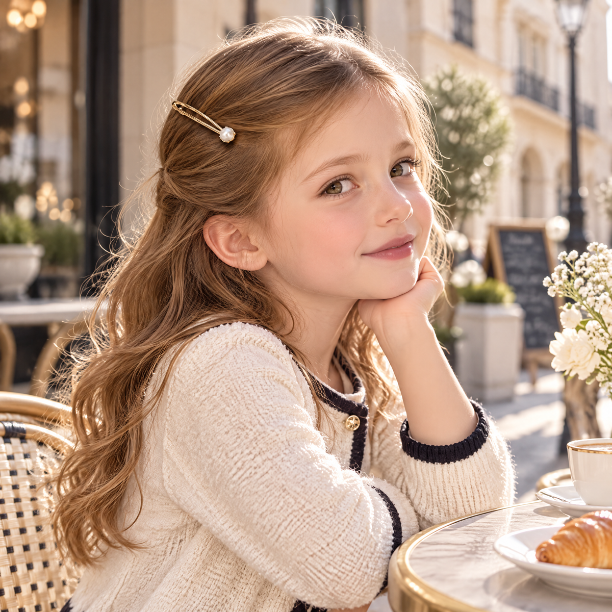 Avelnoris™ Pearl Accent Slim Hair Barrette Set