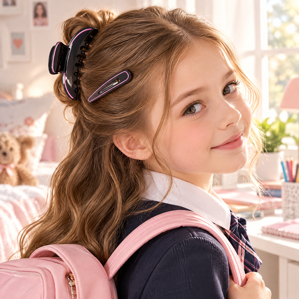 Avelnoris™ Black & Pink Everyday Hair Clip Collection