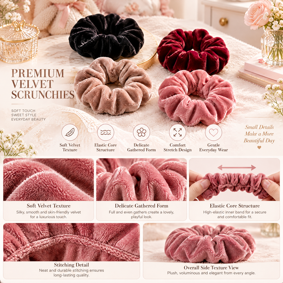 Avelnoris™ Plush Velvet Scrunchie Set