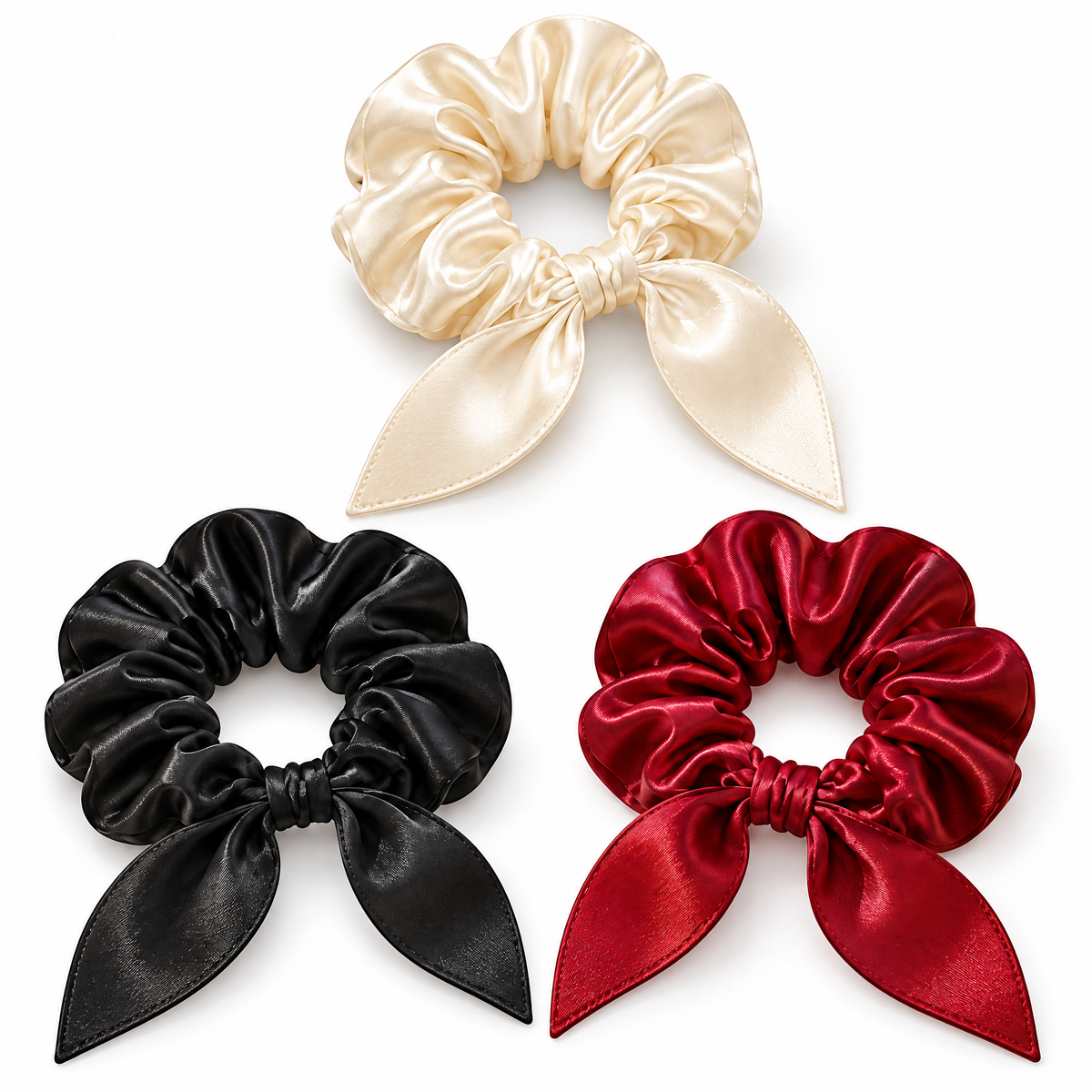 Avelnoris™ Satin Bow Scrunchie Set