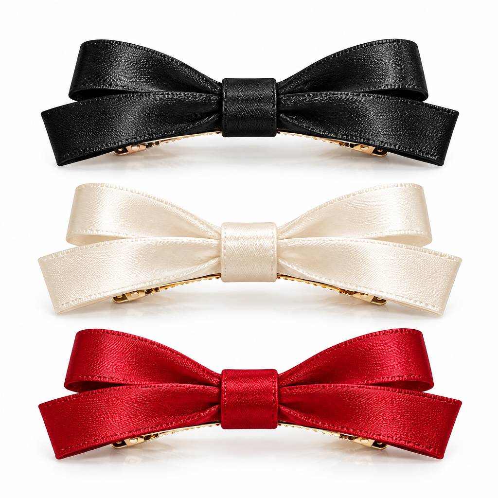 Avelnoris™ Classic Satin Bow Hair Clip Set