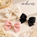 Avelnoris™ Pearl Center Satin Bow Clip Set