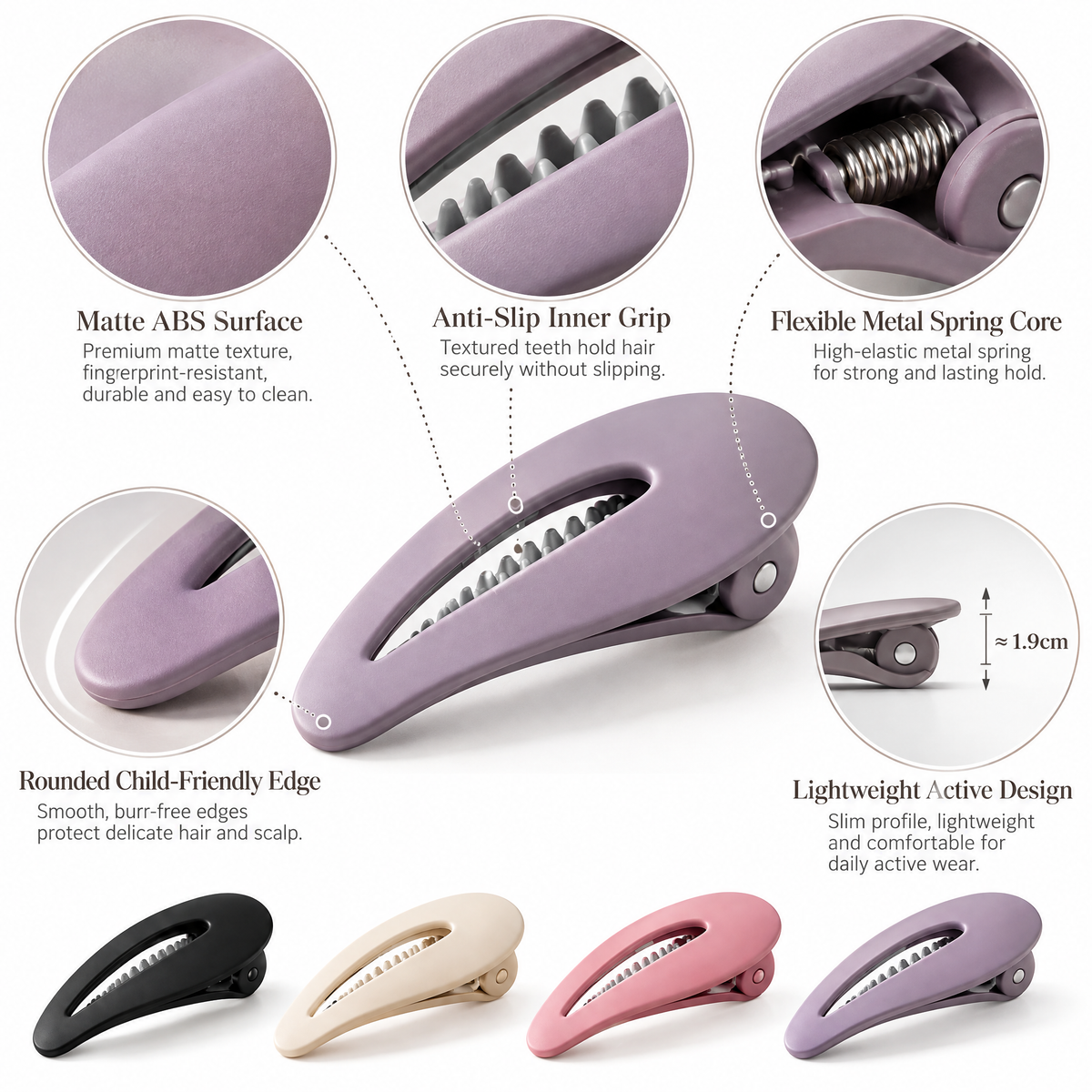 Avelnoris™ Matte Teardrop Snap Clip Set
