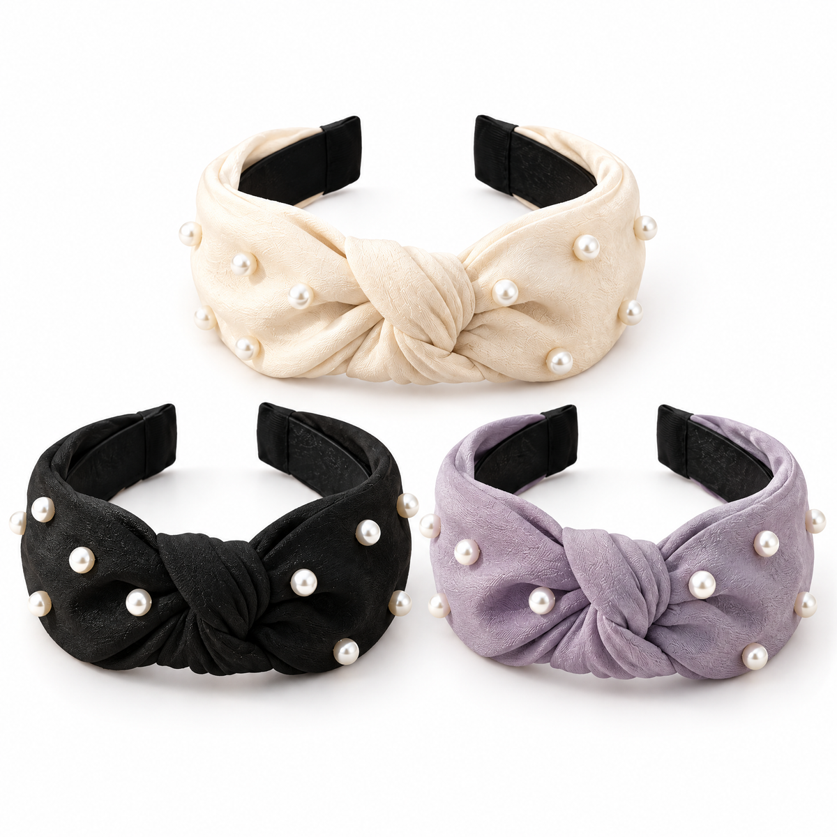 Avelnoris™ Pearl Embellished Knotted Headband Set